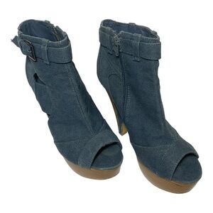 GOMAX Booties; Peep Toe Side Zipper Decorative Buckle